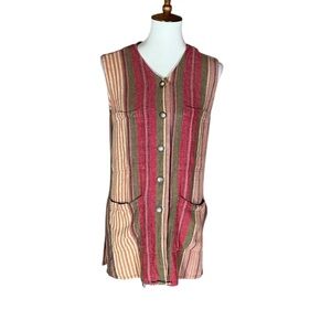 Vintage Campagnie Internationale Express striped linen blend vest Size Medium